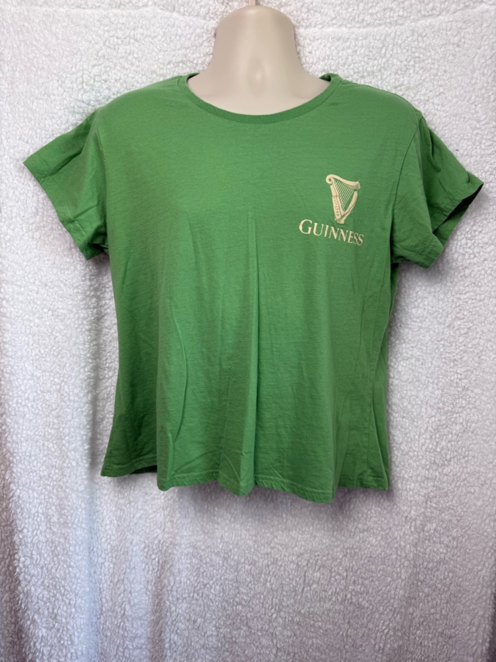Guinness Green Short Sleeve Tee with Gold Harp Sz Large Super Soft